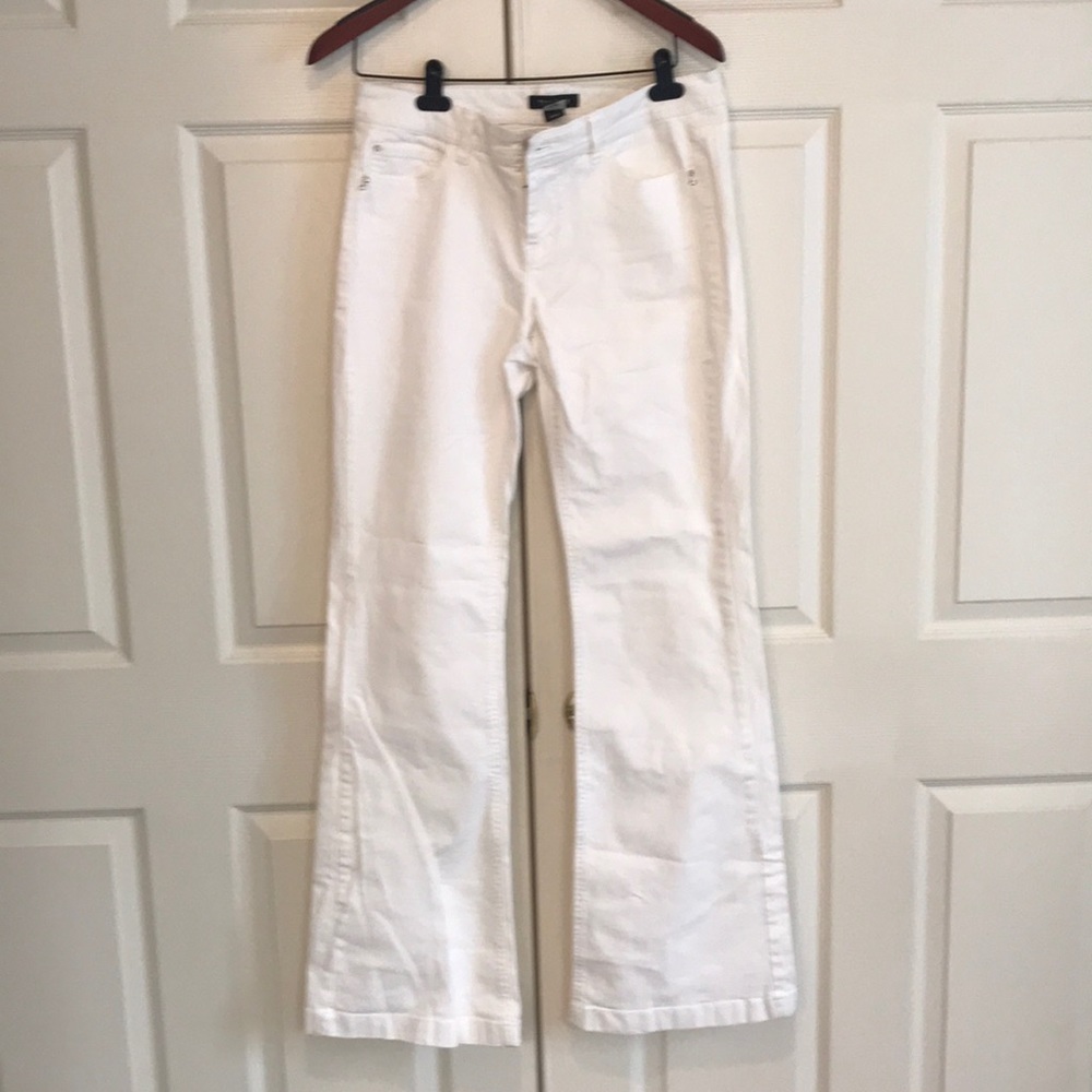 WHBM white low rise flare jeans